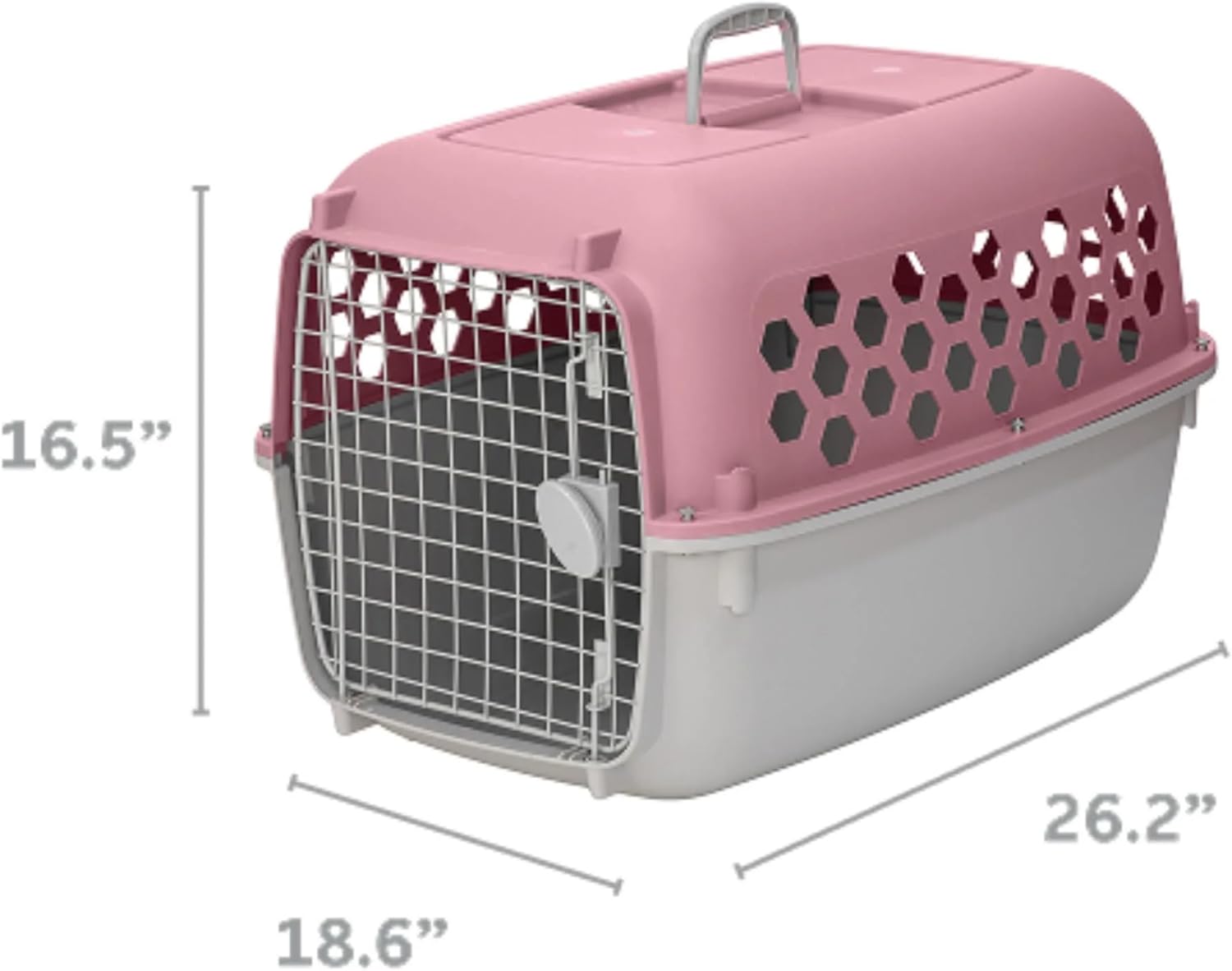 26-Inch Plastic Portable Dog Kennel | Blue Outdoor Pet Crate for Dogs & Cats | Lightweight Travel Crate with Top Handle, Wire Front Door & Ventilation Panels | Holds Up to 45 lbs
