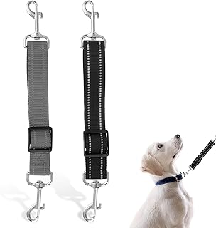 AHQiZFX 2 Stück Hundeleine,Hunde Leine Kurz,Hundehalsband Clips,Reflektierende Nylon Schleppleine,Verstellbarer Haustier Hundehalsband,Hunde Schleppleine mit 2 Karabiner,für Hundewelpen Lauftraining product image