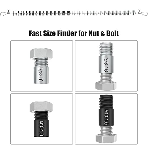 Vista 13 de (patente) CKE - Verificador de rosca de tuerca y perno mejorado, diseño de bucle de alambre – 44 macho/hembra – Medidores de identificación