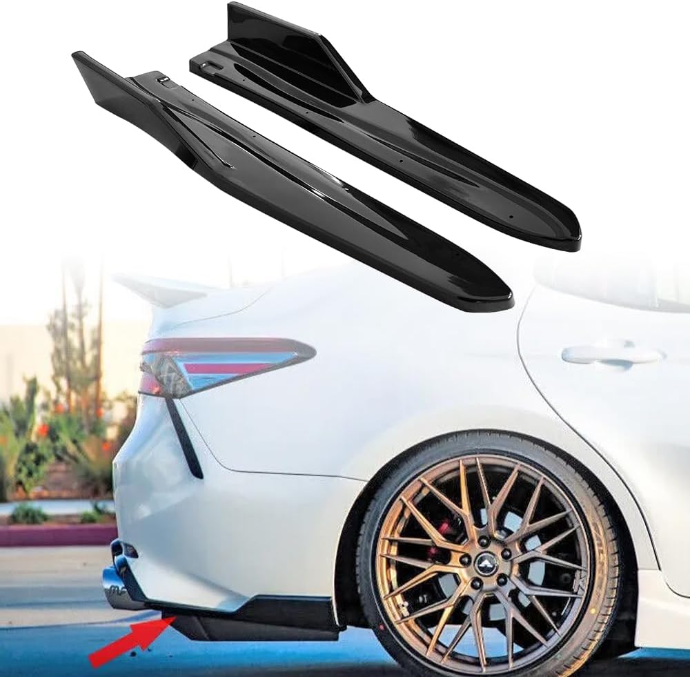 2pc Rear Bumper Splitters for 2018-2020 Toyota Camry SE XSE Glossy Black Side Corner Spats Splitters Apron Valance
