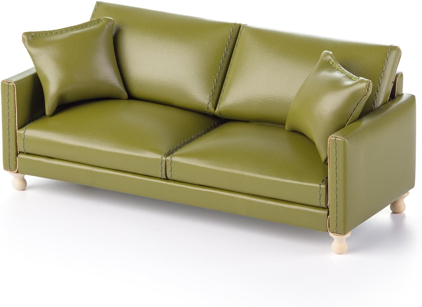 112 Dollhouse Furniture Leather Couch Modern Miniature Double Sofa with Cushion Luxury Chairs Living Room & Bedroom Furniture for Dollhouse