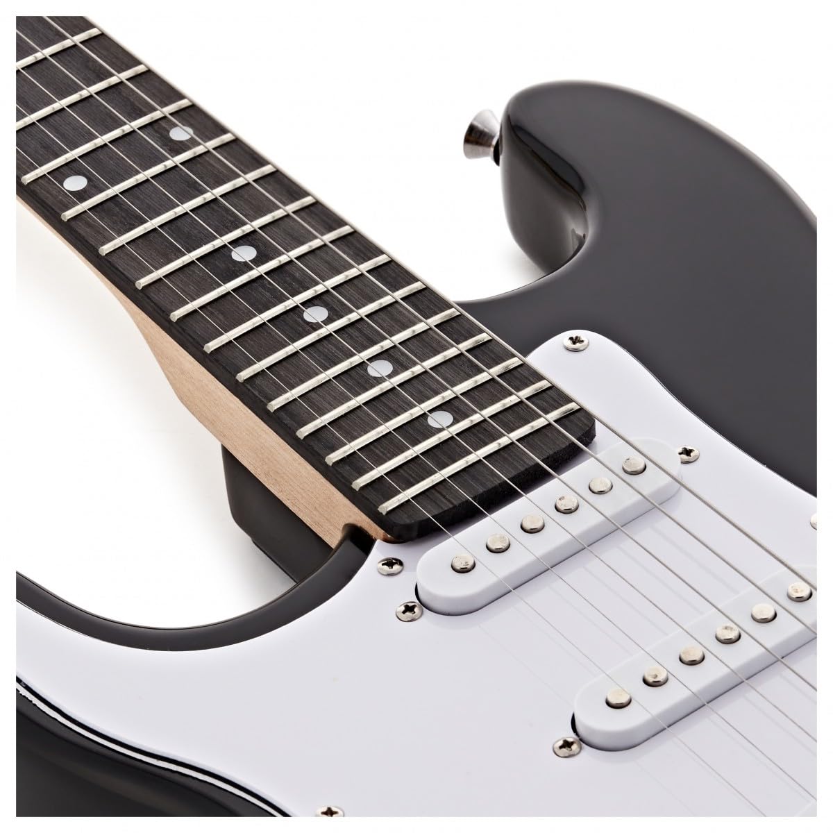 Chitarra Elettrica LA 3/4 Mancina Nera, Ampli 10W e Accessori | Per Giovani Mancini Principianti, Design Confortevole e Facile da Usare, Ampli Portatile con Uscita Cuffie, Custodia Inclusa