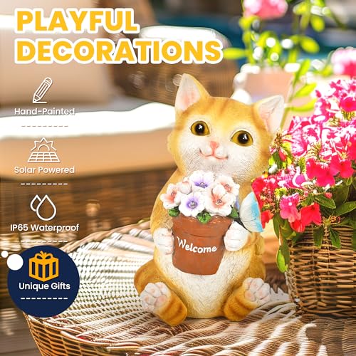 Gigalumi 8893 Solar Garden Statues Cute Cat Figurine Lights For Outside, Garden Decor Yard Decorations Outdoor Cat Gifts thumb #1