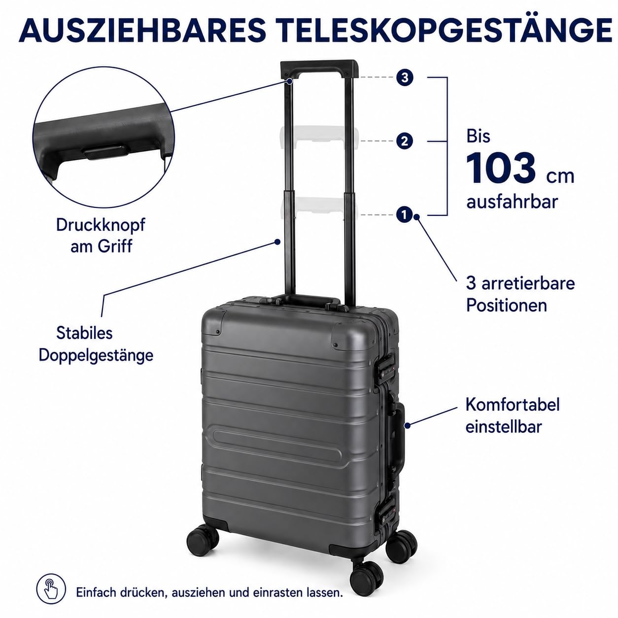 Travelhouse Oslo T6005 walizka podróżna z aluminium w różnych rozmiarach i kolorach, kolor grafitowo-szary, zestaw do ręcznej walizki i walizki średniej, zestaw waliz