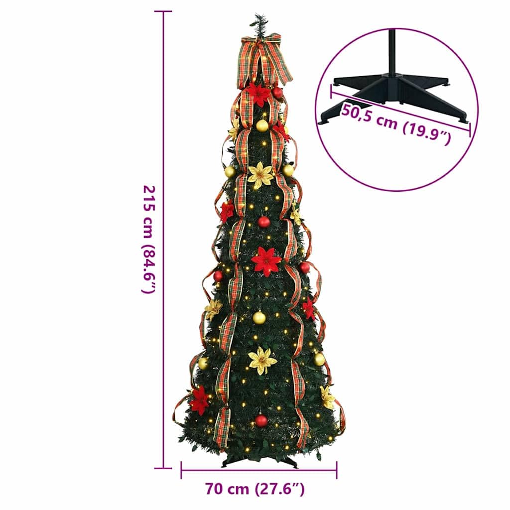 vidaXL Künstlicher Weihnachtsbaum mit 200 LEDs Grün 215 cm PVC