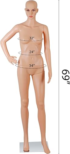 Miniatura 7 de Maniquí femenino de cuerpo completo, forma de vestido de costura desmontable, modelo de maniquí realista de 69 pulgadas, cabeza de maniquí realista,