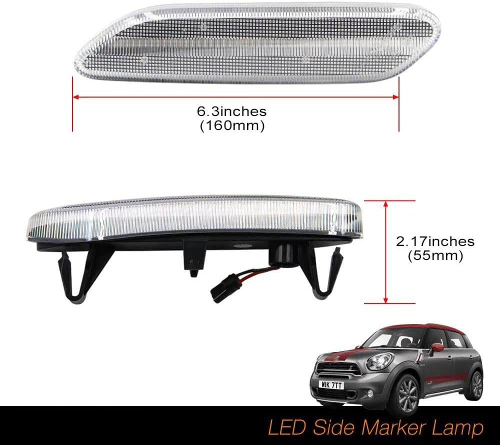 Full Led Side Fender Marker Light For Mini R60 Countryman R61 Paceman 2011-2016 Led Turn Signal Sidemarker Lamps Clear Lens Amber Color OEM#:63132221503