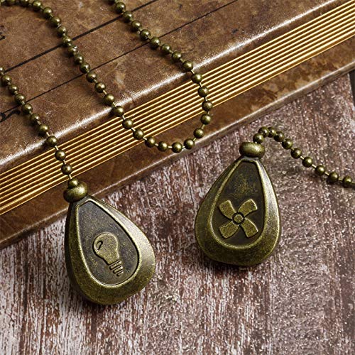 Image of Patelai 4 Pieces Ceiling Fan Pull Chain Extender Ornament 12 Inch Ceiling Pull Chain Extension Classic Drop Shaped Pendant Beaded Ball Cord for Fan light lamp decorative with Connector(Cinnamon)