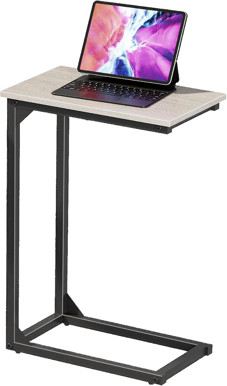 Narrow C-Shaped Sofa Side Table (Grey)