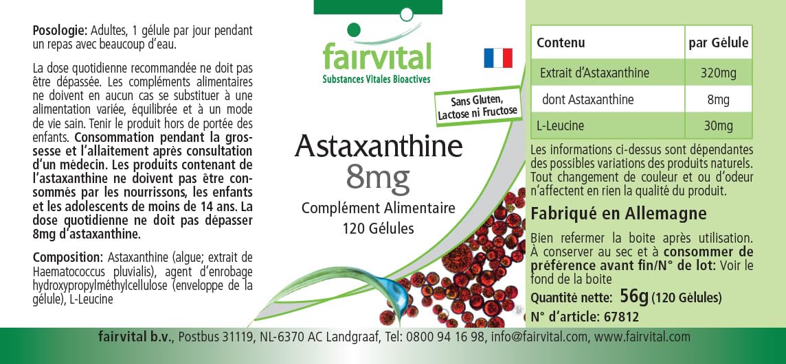 Astaxantina 45mg al giorno - per 2 mesi - alte dosi- 120 capsule - microincapsulato in AstaPure® beadlets