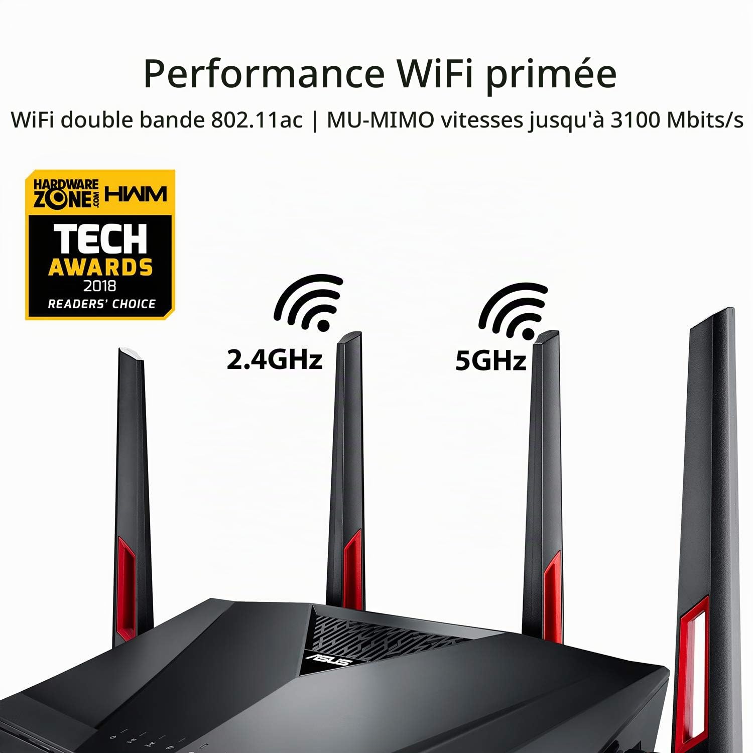 ASUS RT-AC88U - Routeur gaming Gigabit double bande Wi-Fi-AC3100 avec MU-MIMO, AiProtection par TrendMicro pour sécuriser votre réseau, technologie AiMesh et l'accélérateur de jeux WTFast