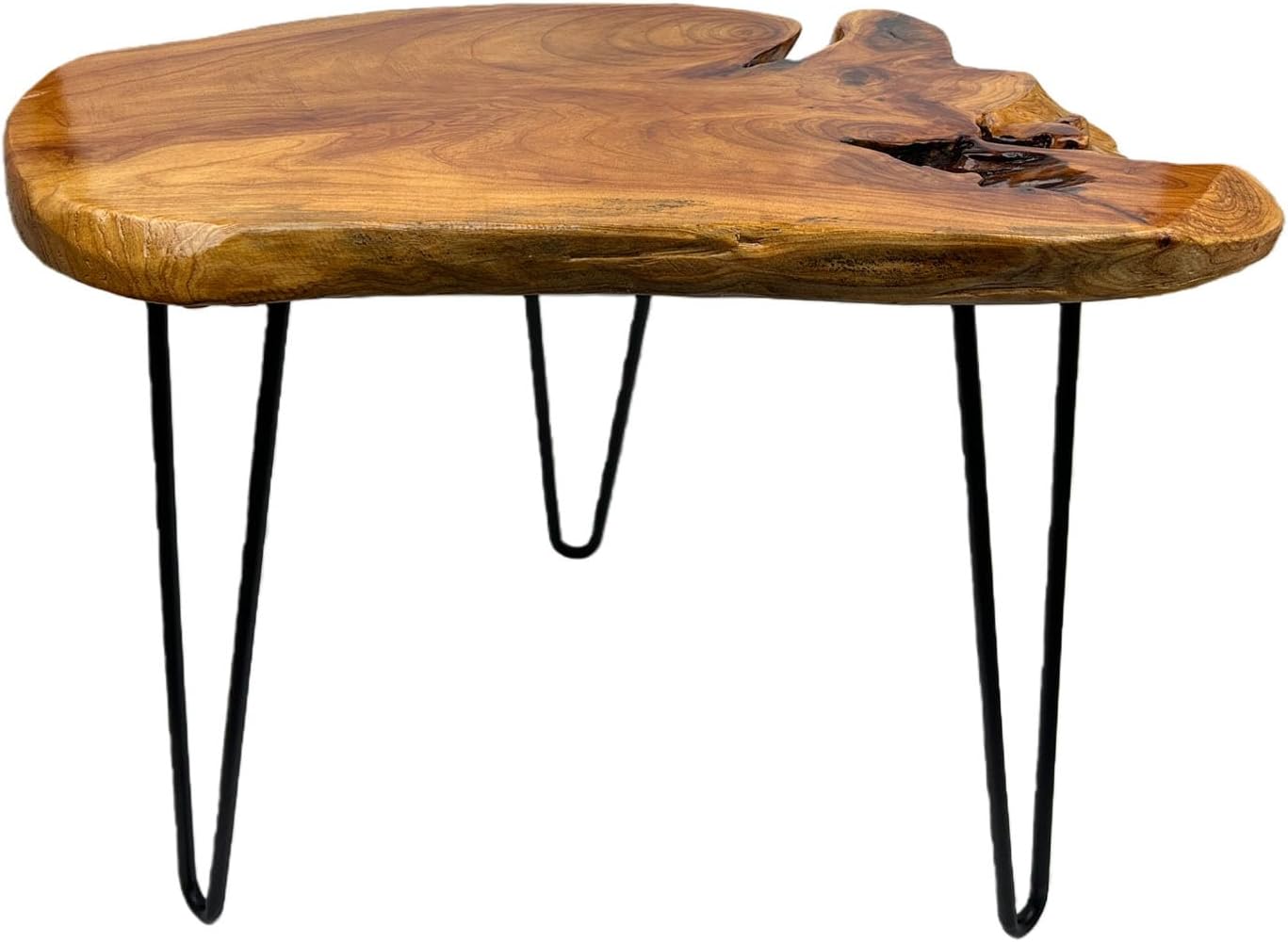 Live Edge Side Table, Natural Edge Wood End Table with Hairpin Legs, 22" L x 12" W x17 H Unique Natural Wood Table for Living Room, Bedroom, Farmhouse Decor (Large)