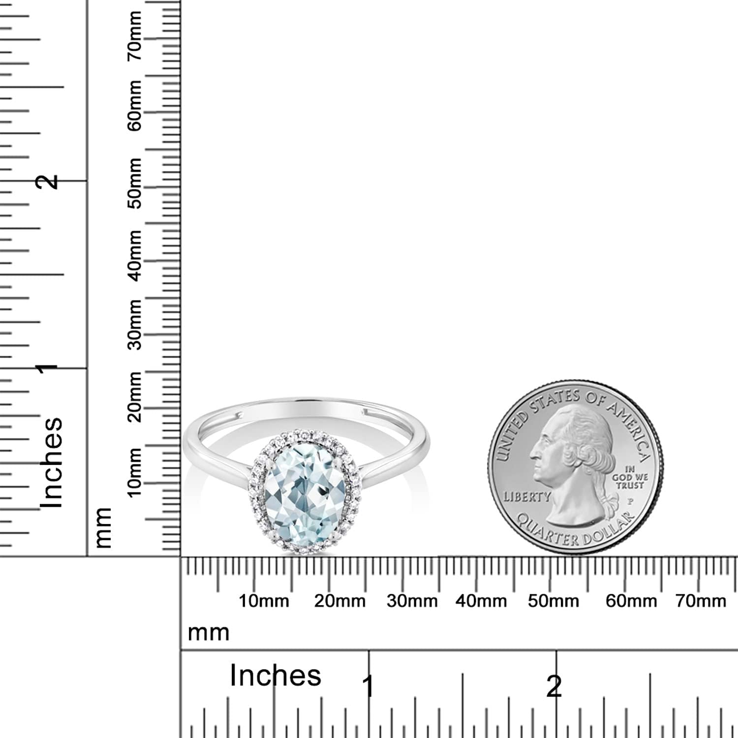 Gem Stone King Oval Halo Engagement Ring for Women | 10K White Gold | Oval 8X6MM | Gemstone Birthstone and White Diamond | Wedding Anniversary Promise White Gold Ring | Available in size 5,6,7,8,9