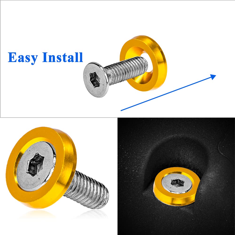 10x M6 Jdm Billet Aluminum Fender/bumper Washer/bolt Engine Bay Dress Up Kit - Foto 3