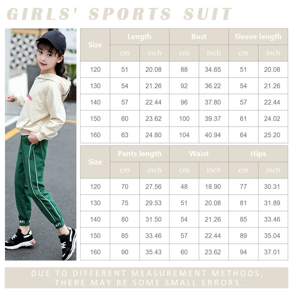 Chandal Niña Sudadera Capucha Manga Larga Bordada Letras + Pantalones Jogging Conjunto 2 Piezas Ropa Deportiva Transpirable Primavera Otoño para Edad 6-15 Años