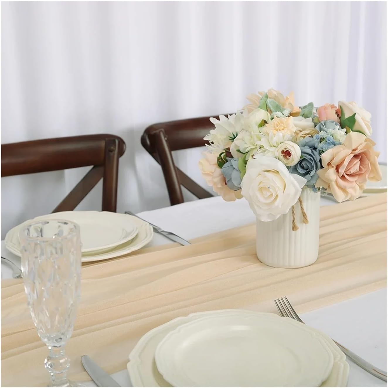 Table Runner for Home Decor 4pcs Gauze Table Runner 70x300cm Chiffon Like Wedding Party for Bridal Shower Decorations(Color 7)
