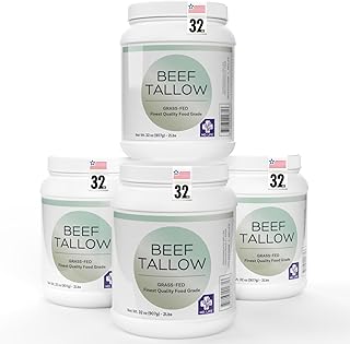 MD.Life Beef Tallow for Cooking - Pasture-Raised, Grass-Fed Beef Tallow for Cooking Oil Replacement - 8 Lbs (4 Pack) - Keto-Friendly Food Grade Oil Alternative for Frying, Baking, Candles & Soap