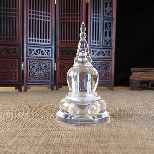 Miniatura 5 de Pssopp Decoración de torre de Buda transparente, estupa de acrílico, exquisita estatua de torre budista, adorno para decoración del hogar para