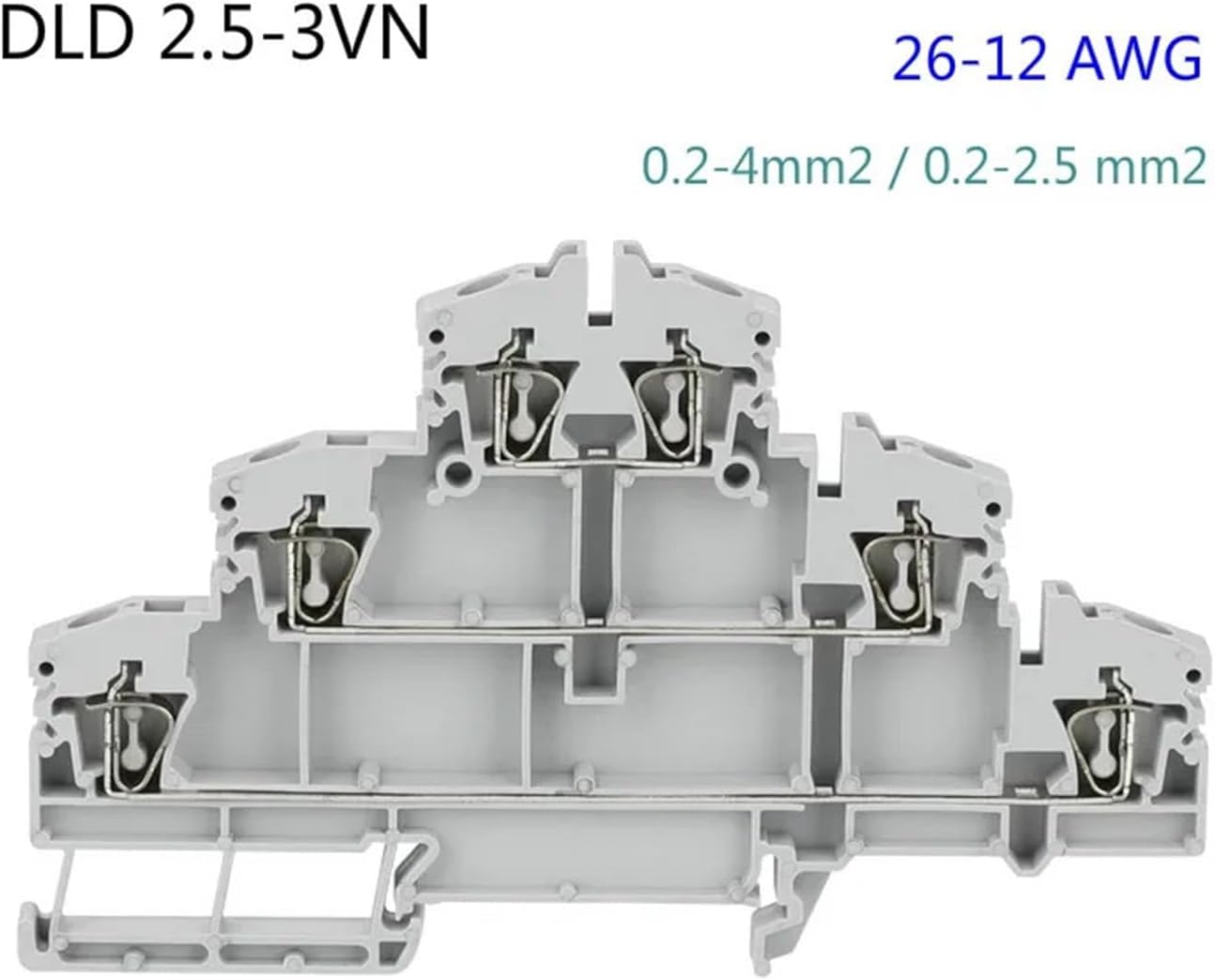 10pcs Type DLD2.5-3VN 28-12AWG Din Rail Quick Connector 3-Layer Modular Push in Screwless Terminal Blocks DLD-2.5-3VN