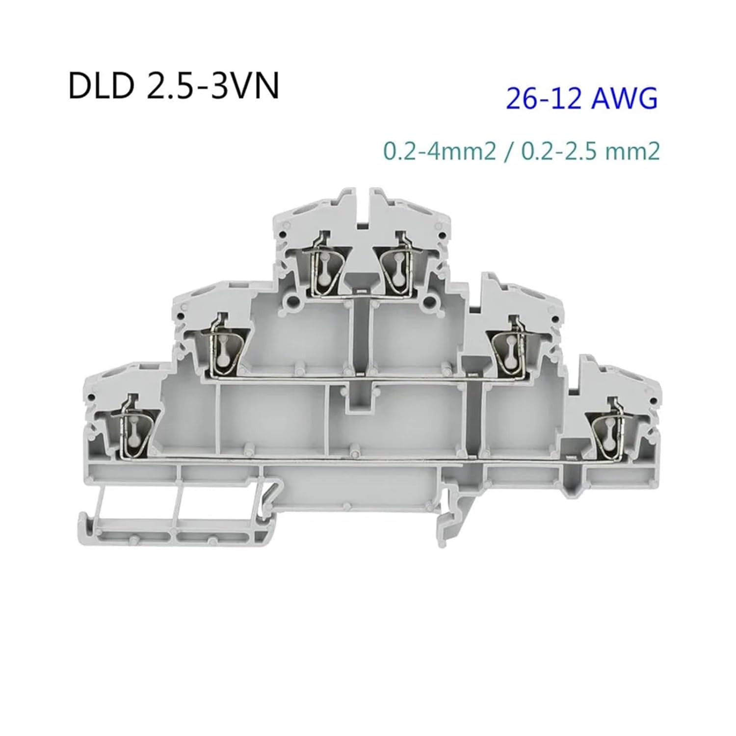 10pcs Type DLD2.5-3VN 28-12AWG Din Rail Quick Connector 3-Layer Modular Push in Screwless Terminal Blocks DLD-2.5-3VN VUQLDHAYZ