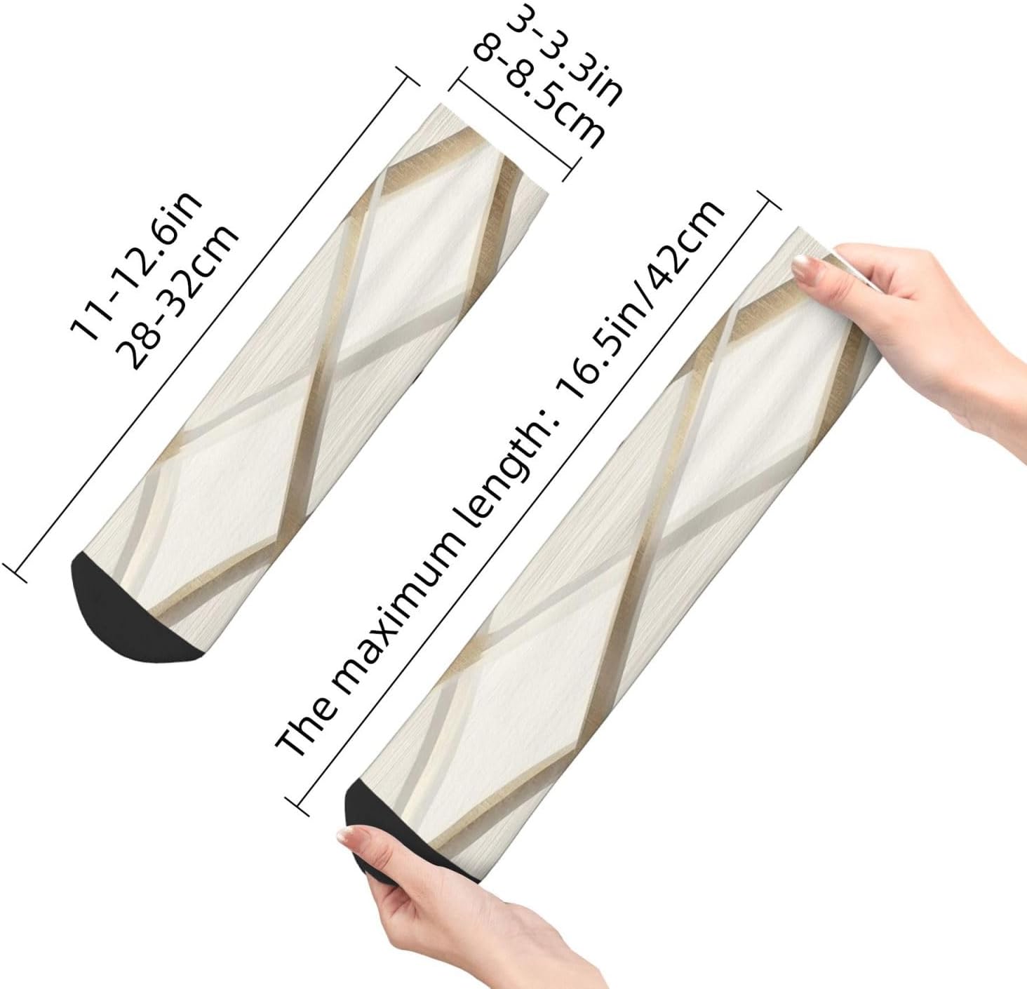 Ankle Socks Soft Breathable Calf Sock Profile Geometric Ivory Gold Socks Low Cut Crew Socks for Men Women