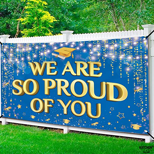 Image of KatchOn, We are So Proud of You Banner Blue - XtraLarge 72x44 Inch | Graduation Backdrop Blue and Gold for Graduation Decorations 2026 | Congratulations Banner, Class of 2026 graduation banner