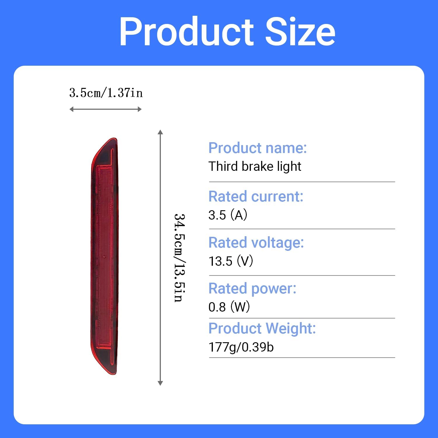 3rd Third Brake Light High Mount Brake Light Lamp Compatible With 2012 2013 2014 2015 2016 2017 2018 Ford Focus 4 Door Sedan Replacement BM5Z-13A613-A BM5Z-13A613-B CV6Z-13A613-B