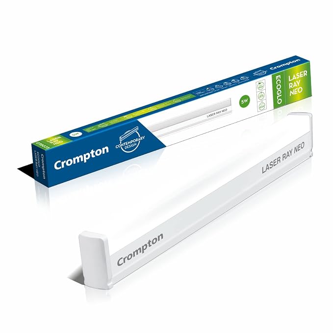 Crompton Laser Ray Neo 10W LED Batten |2 feet Slim Batten for Living Room & Bedroom | Energy Efficient Tubelight for Home | BIS Approved | Cool Day Light (6500K) (Pack of 1)