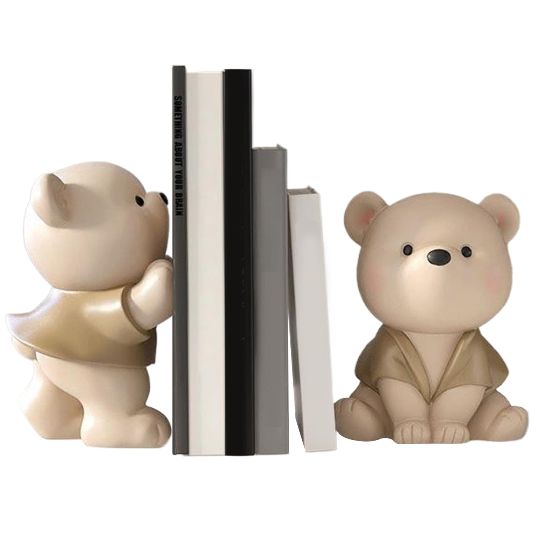Serre-livres ours mignon en résine antidérapante pour étagère et bureau