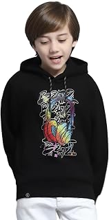 Boys Printed Black Hooded Neck Full Sleeve Sweatshirt