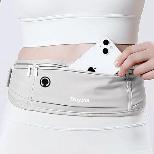 Miniatura 2 de Cinturón de correr para mujeres y hombres Cinturón de correr delgado para teléfono con soporte para teléfono resistente al agua, 3 bolsillos correa