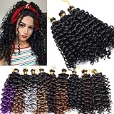 Marlybob Crochet Braids Hair Extension 8 inch Deep Water Wave Braiding Hair Kinky Curly Afro Jerry Curl Marley Bob Crochet Hair 2 pack/6 bundles 180G Dark Black