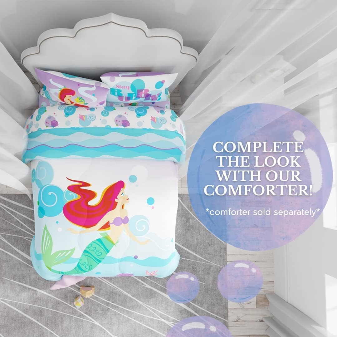 The Little Mermaid Ariel Kids Bedding Super Soft Microfiber Twin Sheet Set (Official Licensed Disney Product) by Franco