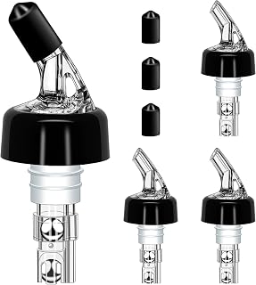 4Pcs Liquor Bottle Pourers Wine Pourers 1oz Measured Liquor Pourers liquor Dispenser Bartender Pourer for Alcohol Tequila Cocktail Whiskey Home bar (4, Black, 30ML)