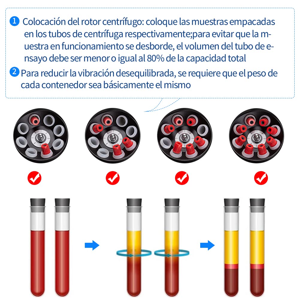 Centrifugadora de Laboratorio, Máquina centrífuga，Centrífuga Digital LCD de 0 a 4000 rpm de baja velocidad Eléctrica Inteligente,Temporizador 0-60min, Suero Aislado (8 agujeros)