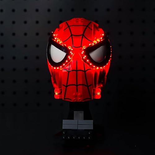 BrickBling Luz LED para máscara Lego Spider-Man 76285 (solo luces), versión de control de luz, iluminación compatible con máscara Lego, ilumina tu