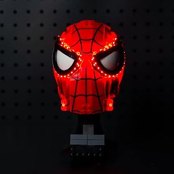 VONADO LED Light Kit for Lego Spiderman Mask 76285 Light Only, No Model Creative Lighting Set Accessories Compatible with Lego 76285 Building Set