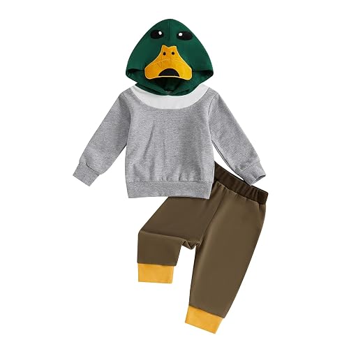 Toddler Baby Boy Fall Winter Clothes Mallard Duck Hoodie Long Sleeve Hooded Sweatshirt Pants Set Cute 2 Piece Outfit