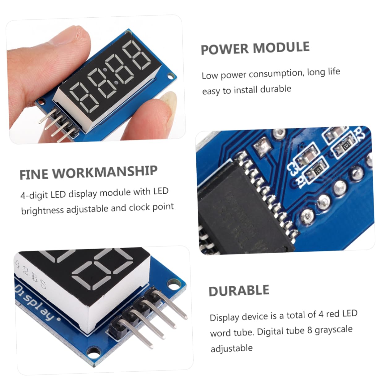 ARTIBETTER Led Digital Tube Module 4 Red Common Anode Display Module 4-pin Interface
