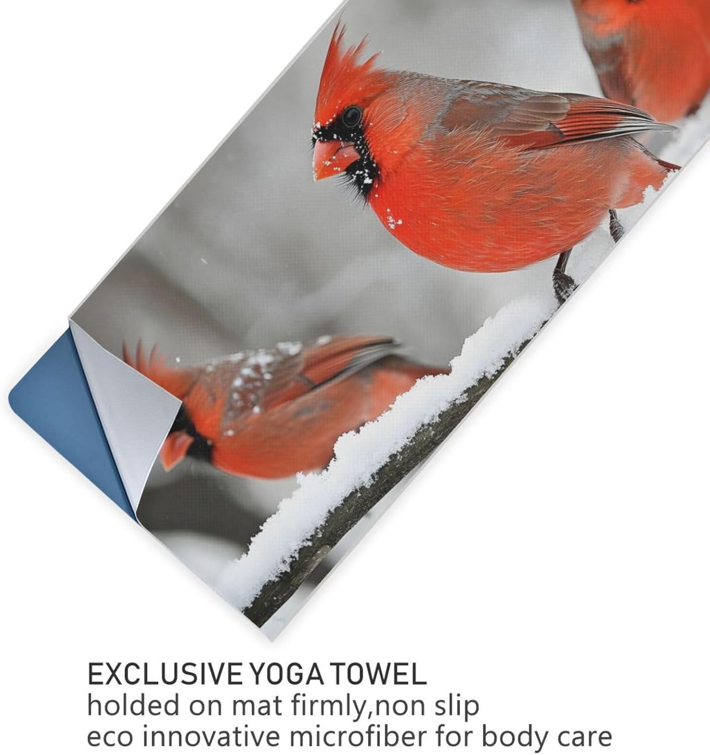 Yoga Mat Towel with Silicone Grip Dot Bird Winter Tree – 73"x27" Non-Slip Sweat Absorbent Microfiber Yoga Towel for Home Gym Studio