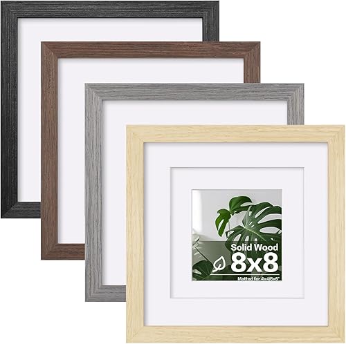 Vista 25 de Egofine Marcos de fotos de 12 x 12 pulgadas, color blanco, marcos de madera con plexiglás HD para fotos de 8 x 8 pulgadas con paspartú o de 12 x 12