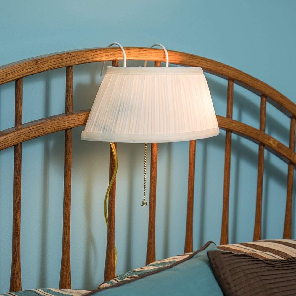 Headboard Reading Lamps White Shade Chain Pull 60 Watt Set of 2