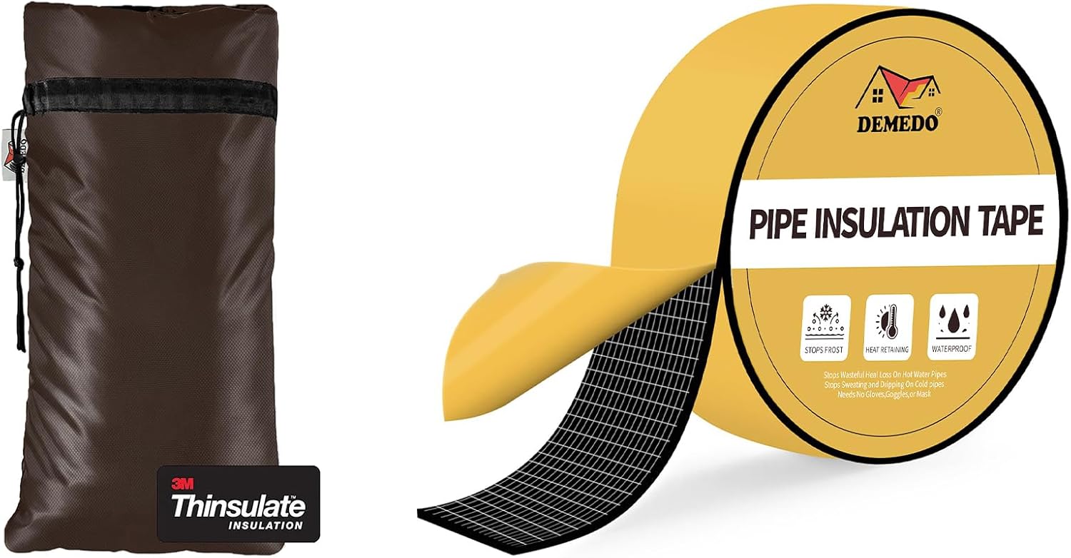 XXL Outdoor Faucet Covers for Winter Bundle with Pipe Insulation Tape