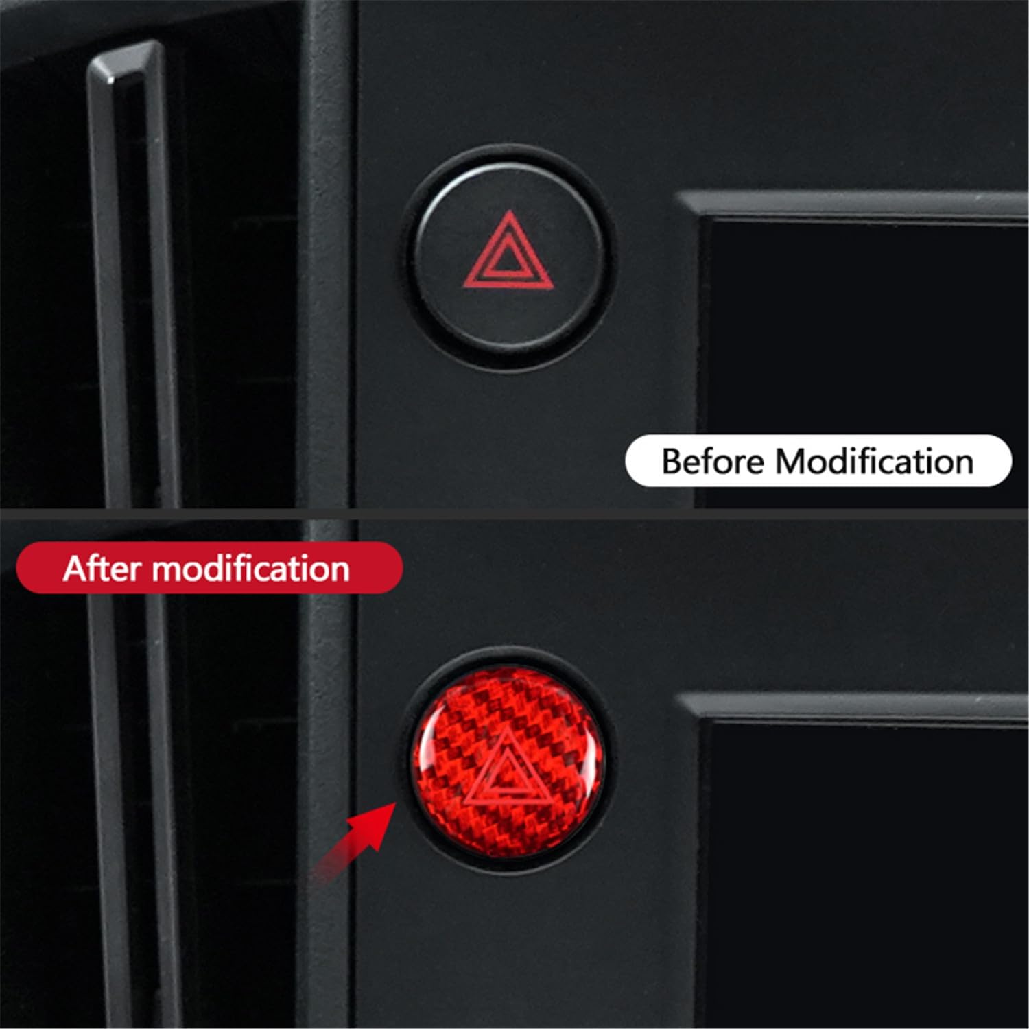 Red Hazard Warning Button Sticker for Subaru WRX 2022-2023 Hazard Warning Light Switch Cover Genuine Carbon Fiber Material