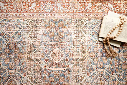 Loloi Layla Ocean/Rust 3'-6" x 5'-6" Accent Rug by Loloi - Used condition - US$44.73