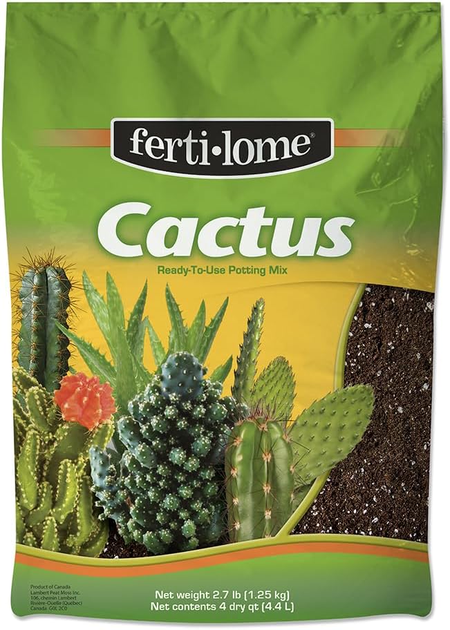 Fertilome Cactus Potting Mix - Fast Draining Versatile Mix with Added Nutrients (4 QT), Floral Cacti/Succulent Soil