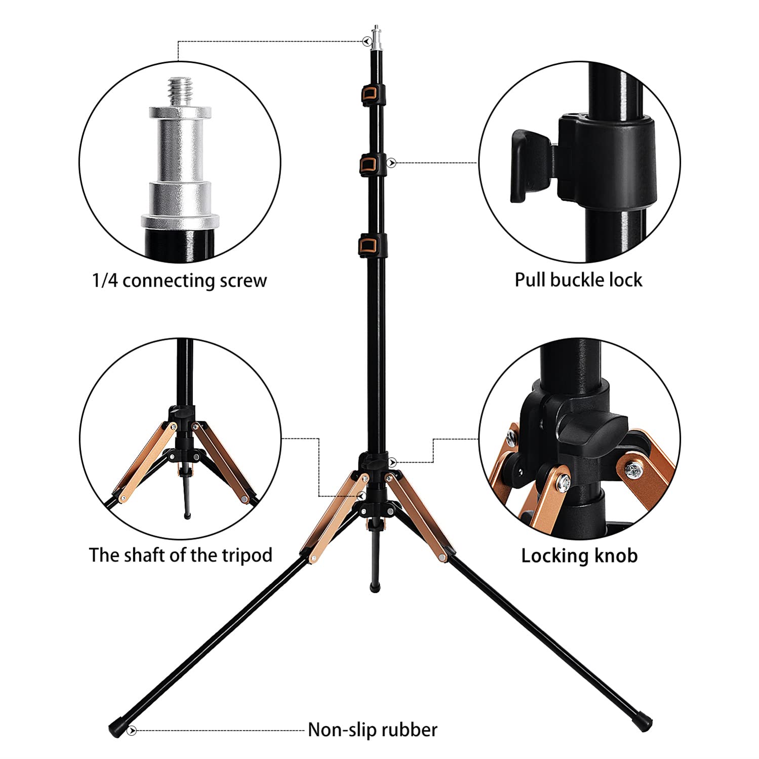 FOSOTO Lampenstativ 192cm faltbar Lichtständer Lichtstativ aus Aluminium Kompaktes Leichtes Lichtstativ Traglast 4kg für Fotostudio Beleuchtung Blitzlicht Fotografie mit Tasche