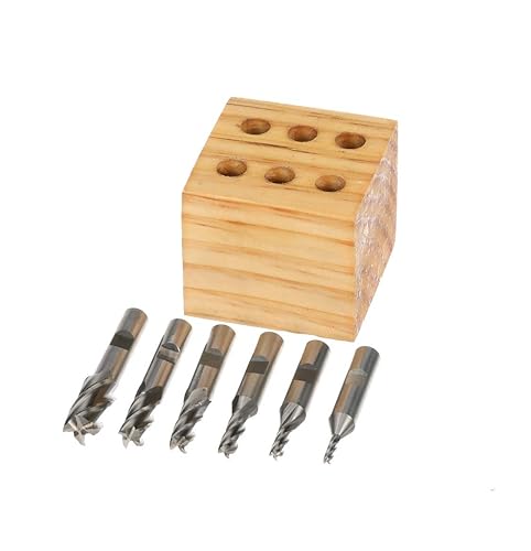 Miniatura 3 de HHIP 8000-0002 Juego de fresas de acero de alta velocidad de 4 flautas, 6 piezas, vástago de 38 pulgadas