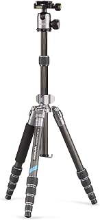 Cullmann - 55456 - MUNDO 522TC Carbon Travel Tripod - Max. Height: 136 cm - Folded: 31.5 cm - Weight: 1020 gr - Silver with Ball Head incl. Quick Release Coupling System + Carrying Bag