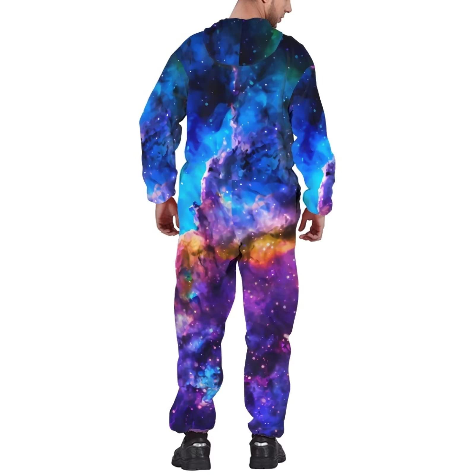 POLERO Pijamas Enteros de Conejo con Cremallera para Mujer, Camisones con Capucha y Bolsillo para Hombre, Galaxy, 4X-Large